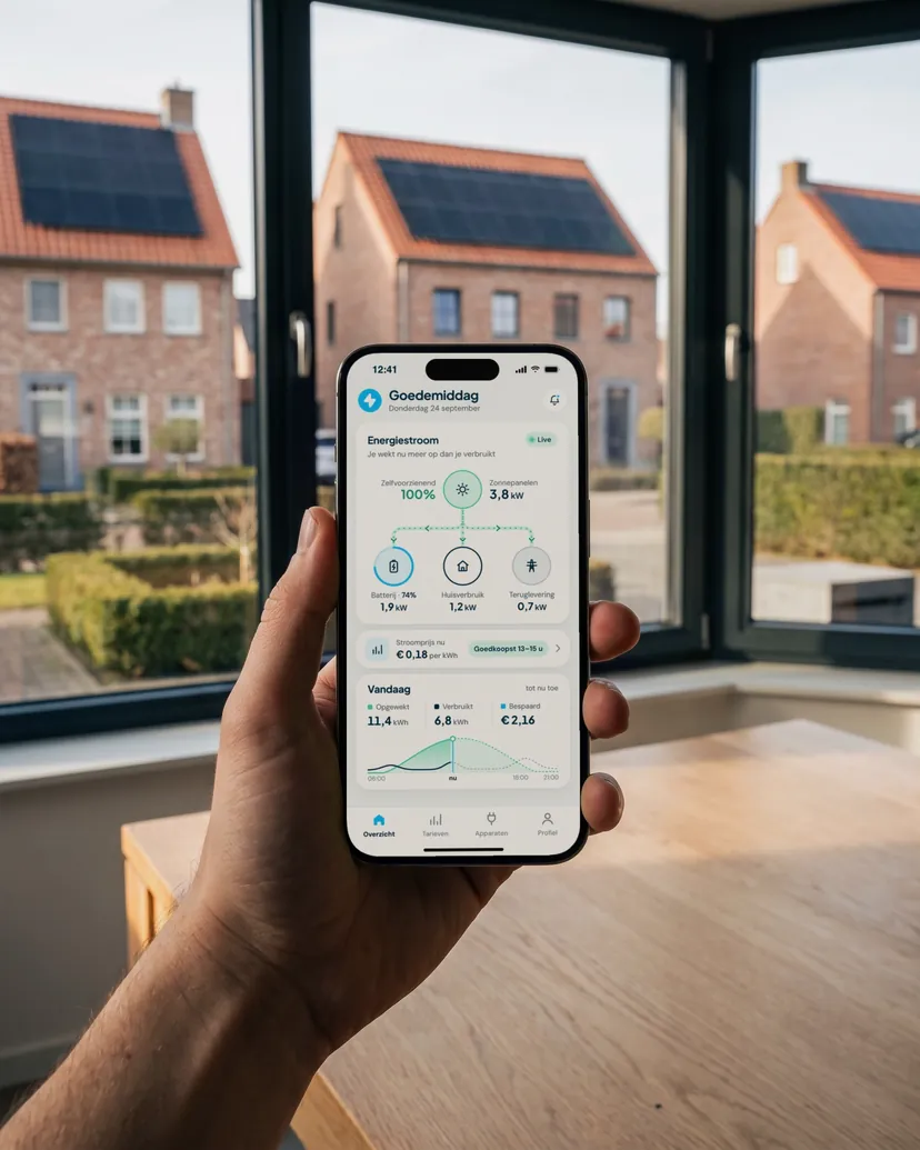 App voor slim energiebeheer op een telefoon