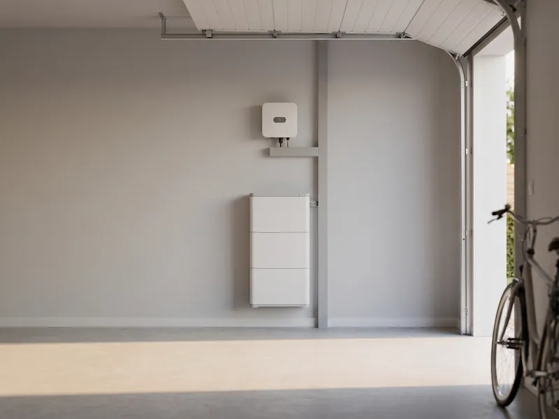Thuisbatterij aan de wand naast de meterkast
